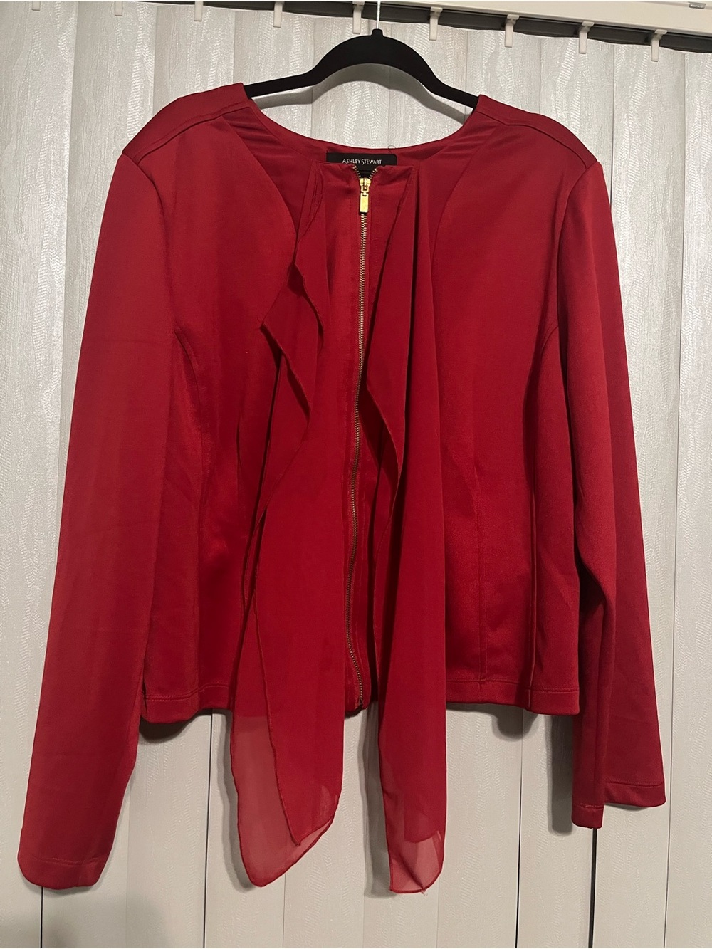 Ashely Stewart Women's Red zipper top